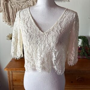 Jenny yoo Elegant Cream Lace Women's Top